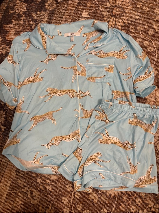 Flora Nikrooz Other - Light Blue Cheetah-Print Pajama Set
